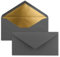 25 Brief-Umschläge DIN Lang - Anthrazit-Grau mit Gold-Metallic Innen-Futter - 110 x 220 mm - Nassklebung - festliche Kuverts für Einladungen