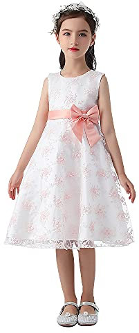 Cichic Vestito da festa delle ragazze 2-10 anni vestito da cerimonia nuziale elegante vestito formale, Rosa Bambino, 3-4 Anni