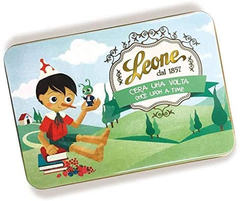 Leone dal 1857 - Latta Gelatine di Frutta Assortite - Collezione C'era una Volta - Latta Regalo Pinocchio - Senza Glutine e Vegane - 100 gr