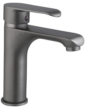 ZXC Bad Armatur, moderne Einhand Mischbatterie für das Waschbecken inklusive Pop-Up Abfluss in Grau Matt