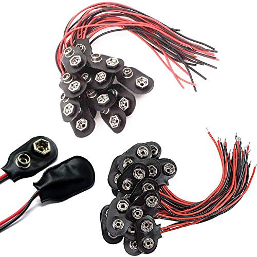 CESFONJER 30PCS type T+ I 9V Adattatore per batteria Cuoio Clip per batteria Connettore a scatto Connettore per fibbia per strumenti di illuminazione Telecomando Piccolo Cavo da 15cm