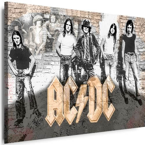 Myartstyle - Bilder AC/DC Band 60 x 40 cm Leinwandbild Xxl - Wandbild 1 Teilig - Gerahmter Kunstdruck Musik w-s-2023-5