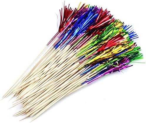 Cocktail Picks,100 Pack Palm Tree Picks Cocktail Sticks Glitter Cocktail Toothpicks Wooden Sticks for Cakes Decoration Bars Drink Party Supplies 9 Inch