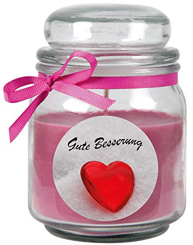 HS Candle Duftkerze im Bonbonglas Gute Besserung, Duft: Lavendel (Lila), 300g - Brenndauer bis zu 70 Stunden, Kerze aus Glas mit Duft