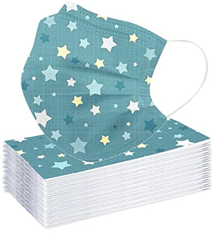 AmyGline 50 Stück Kinder-Mundschutz mit Motiv Cartoon Druck,Einweg_3-lagig_Staubdicht,Atmungsaktiv Mundbedeckung Bandana Halstuch für Jungen und Mädchen (R-Regenbogen, 50PC)