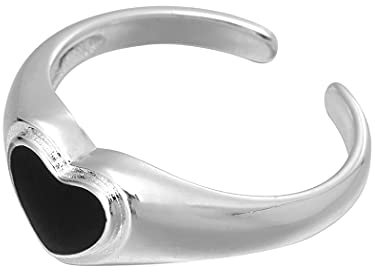 Ushiny Vintage Herzring Silber Verlobungsring offen Ringe verstellbar Knöchelring Schmuck für Frauen und Mädchen