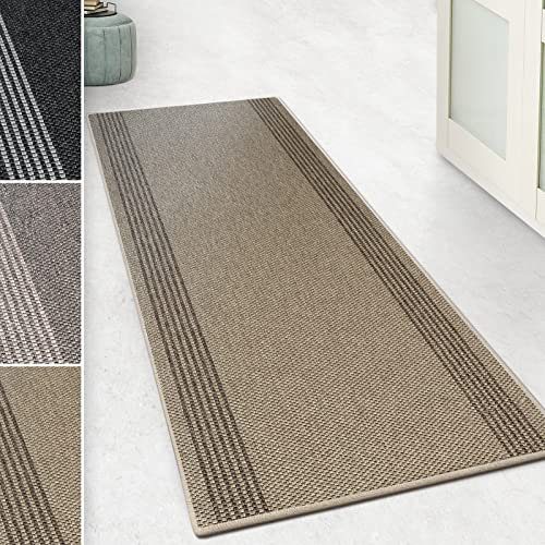 Floordirekt Teppich-Läufer Natura in Sisal-Optik | Hochwertige Verarbeitung | Tiger-Eye Struktur | Erhältlich in 3 Farben & vielen Größen | Langlebig & strapazierfähig (80 x 300 cm, Beige)
