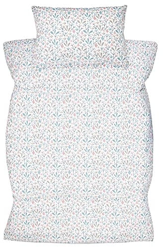 Amilian - Biancheria da letto per bambini, 2 pezzi, 100% cotone, 100 x 135 cm, federa 40 x 60 cm, con chiusura a busta, motivo: palla di neve grigio