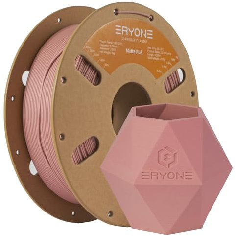 ERYONE Matte PLA 3D Drucker Filament 1.75mm, Maßgenauigkeit +/- 0.03 mm, 1 kg 1 Spule, Matte Keramik Rot