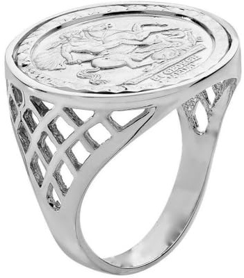 Sterling Silver Sovereign Coin Ring - St George - Sizes M to Z + 1