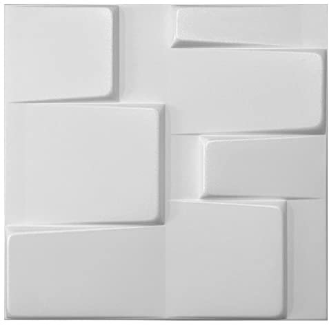 Eurodeco 3D Wandpaneele - 3D Wandverkleidung Paneele - Dekoren Deckenpaneele - Wanddeko Platten - Wandtattoos aus Polystyrol XPS Styropor - 50 x 50 cm, 3 mm Stärke, Tetris Weiß, 8 Stück (2m²)