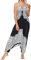 Nuofengkudu Damen Blumen Boho Jumpsuit V Ausschnitt Rückenfrei Overall Leichte Sommerkleid Outfits Strandkleid Sommermode Einheitsgröße S-Schwarz Blume