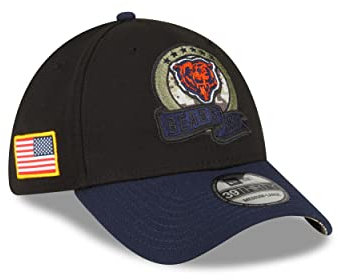 New Era Chicago Bears NFL Salute to Service 2022 Black Blue 39Thirty Stretch Cap - M - L