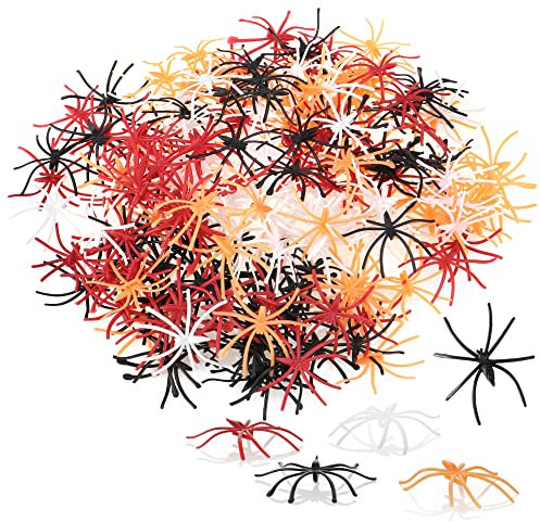 com-four® 200x Deko-Spinnen - Kunststoffspinnen als Streudeko - Tischdekoration für Horror-Partys zu Halloween - gruselige kleine Spinnen aus Plastik