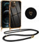 Vauki Coque pour iPhone 12 Pro Max avec Cordon de Collier, Galvanisé Etui Housse avec Motif Coeur d'amour, Antichoc Anti-Rayures Case avec Bandoulière pour iPhone 12 Pro Max 6.7, Nior