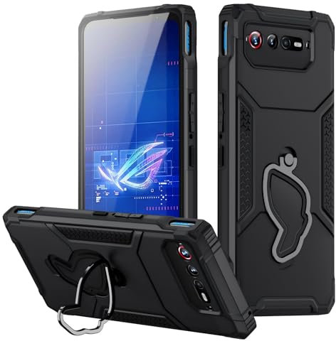 Fanbiya Hülle für ROG Phone 6 ROG Phone 6 Pro hülle, mit Ständer Armor Militär Stoßfeste Schutzhülle, Schwarz