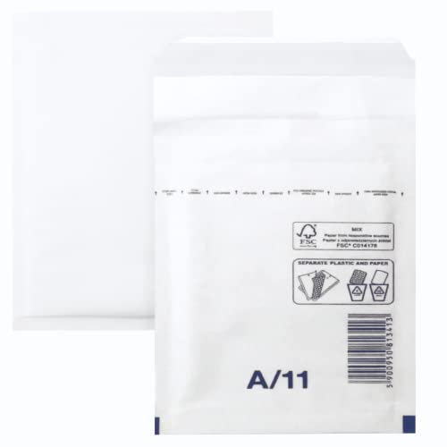 Netuno 10 Stück Luftpolster Versandtasche Weiß A/11 (120x 175 mm) Luftpolstertasche Luftpolsterumschlag Polsterumschlag Briefumschlag gepolstert Recycling reißfest Versandtasche mit Luftfolie