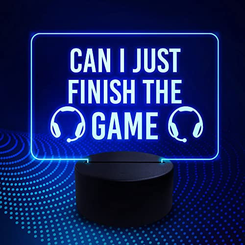 Red Ocean Gaming Sign Can I Just Finish The Game LED Light Gamer Gift 16 Colour Changing Touch Remote Control Neon Bedroom Sign For Son Boys Birthday Christmas