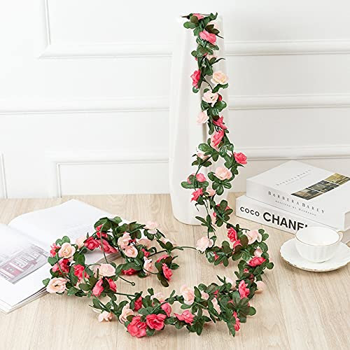 250 cm Rose Künstliche Blumen Weihnachtsgirlande for Hochzeit Home Room Dekoration Frühling Herbst Garten Bogen DIY (Color : pink)