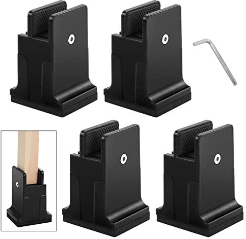 Coptiner Verstellbare Möbelerhöhungen, Betterhöhungen mit Schraubklemme, 4 Stück 3.4 inch für Sofa, Tisch, Stuhl, passend für 0-1.5 inches Durchmesser der Möbelbeine, unterstützt 20,000 lbs (schwarz)