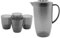Cambridge COMBO-8598 Fete Krug- und Trinkgläser-Set - 5-teilig-set Kunststoffgläsern mit Wasserkaraffe, BPA-frei Wassergläser, mehrweg Partybecher, Ideal für Picknicks, Camping und Festivals, Grau