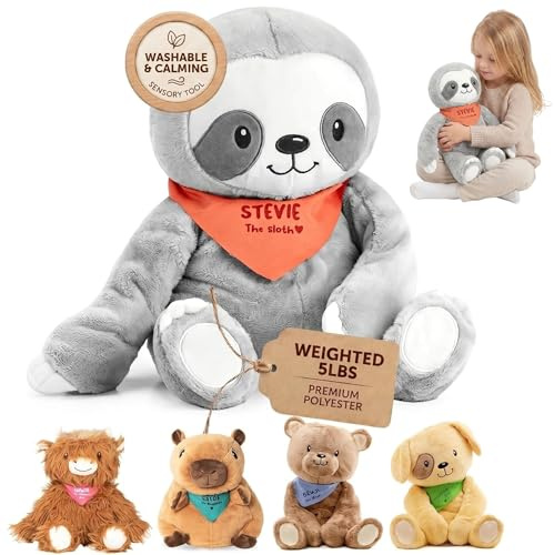 Lilly's Love Weighted Stuffed Animals for Adults & Kids — 5lb Calming Sloth Plush for Anxiety, ADHD & Sensory | Machine Washable Weighted Stuffed Animal w/Removable Insert | Stevie The Sloth