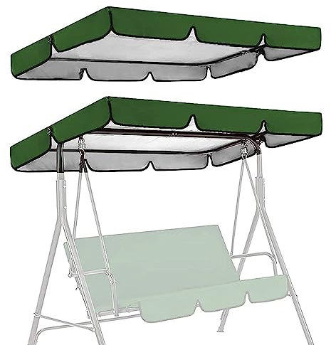 DXDRT Hollywoodschaukel Dachbezug,wasserdichtes Ersatzdach für Hollywoodschaukel 3 Sitzer,UV-Schutz Dachplane für Hollywoodschaukel zum Schutz vor Sonneneinstrahlung,Dark Green,142x120CM/56X47IN