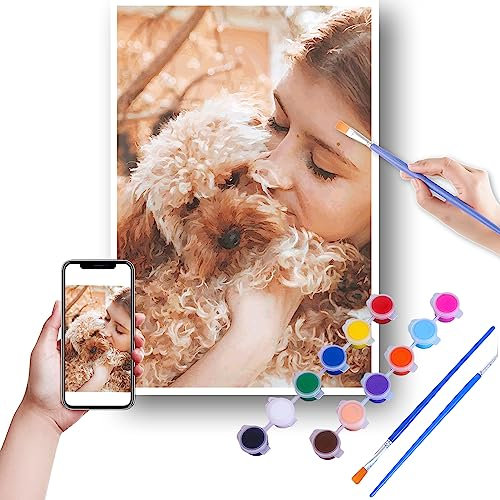 DXWZKNB Peinture par Numero Personnalisé,DIY Peinture à l'huile Photo de Professionnelle pour Animaux et Portraits, Faites Votre Propre Photo 40cm*50cm Sans cadre