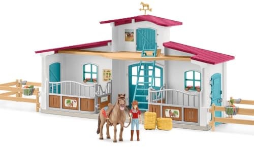 SCHLEICH 72222 Horse Club Reitzentrum, Spielfiguren-Set mit 75 Elementen inklusive 1 Pferd, ab 5 Jahren