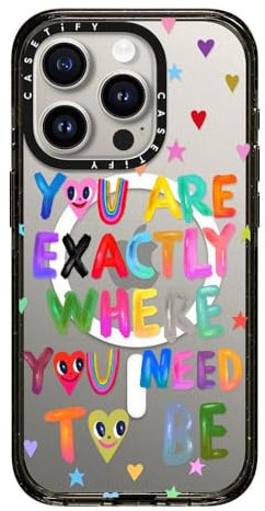 CASETiFY Impact Schutzhülle für iPhone 15 Pro [Kompatibel mit Magsafe / 4X Falltest in Militärqualität / 2,5 m Fallschutz] – You Are Exactly Where You Need to be - Schwarz