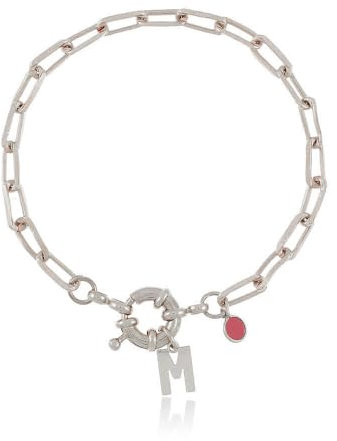 Pulsera Marinera Initials Plata de Ley 925, Pulsera letra(s) inicial(es), Cadena de eslabones de plata, cierre resort/reasa/marinera, Regalo Personalizado para la Mamá/Madre, piedra natural, hand made