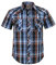COEVALS CLUB Mens Shirts Short Sleeve Casual Push Button Plaid Suit Regular Fit Western Cowboy Pearl Snap Two Pockets Work Derss Button Up Shirts (Black Blue Orange #5 2XL)