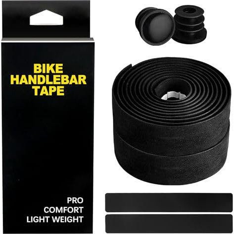 OioTuyi Bar Tape Road Bike Premium Bike Handlebar Tape With Foam Grip - Includes Handlebar Plugs, Black