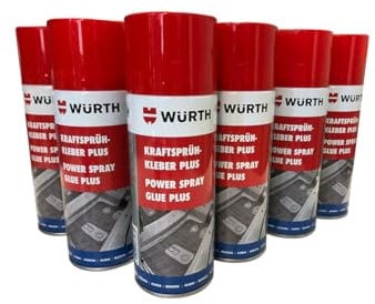 6x Würth Kraftsprühkleber Plus 400 ml Kraftsprühkleber Sprühkleber für Schwammscheibe Reibebrett Kleber