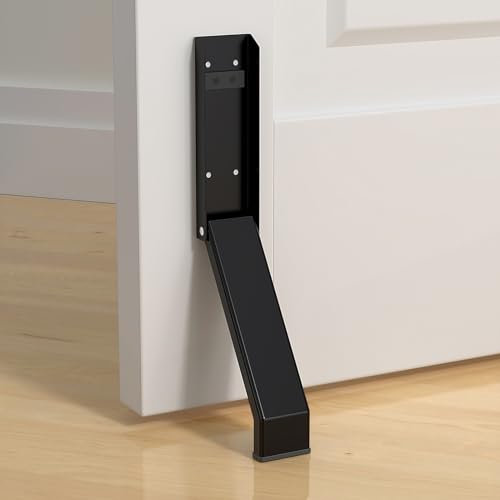 Door Stop, No Drilling Door Stoppers to Keep Door Open, Easy Pedal Kick Down Door Holder, Bottom of Door (Black x 1 Pack)