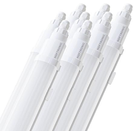 HOFTRONIC - Q-Series Lot de 8 Réglette LED 150cm - IP65 extérieur étanche - 48W 5760 Lumens - 6500K Blanc Froid - IK08 - Connectable rapide - pour Sous-sol, Garage, et l'entrepôt - Lampe Fluorescente