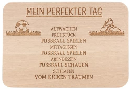 Spruchreif · Frühstücksbrettchen Fußball · Brotzeitbrett mit Gravur · Geschenke für Fußballer · Geschenk Fußball