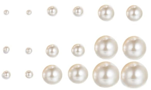 KSJEHW 9 Paar Perlenohrringe Silber 925, Perlenohrringe, Weiße Perlenohrstecker, Damen Ohrstecker, Perlen Ohrringe Damen, Perlenohrstecker mit echten Perlen, Ohrringe Set für Damen Mädchen, 6-8mm