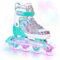 Nattork Kinder Inliner für Mädchen, 4 Größen Verstellbare Kinder Inline Skates, Schmetterling Inline Rollschuhe mit Leuchtenden Rädern für Kinder Mädchen (Türkis, 32-36 EU / 205-230 MM)