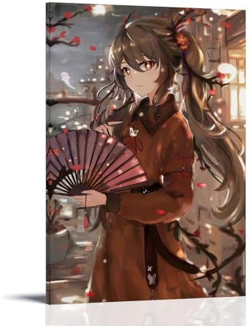 FBBINKA Game Genshin Impact Hu-Tao Wohnzimmer-Dekor, moderne ästhetische Wandkunst, Poster, Geschenk für Freunde, Rahmen-Stil, 20 x 30 cm