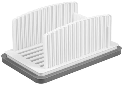 Bread Slicer for Homemade Bread with Crumb Tray, 6 Adjustable Width Handhold Kitchen Bread Cutter Slicer with Uniform Slices, Foldable & Compact Plastic Manual Bread Cutter Slicer for Homemade Bread