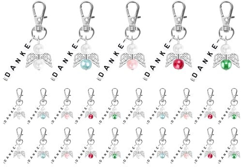 Fyshird 20 Stück Schutzengel Schlüsselanhänger Danke Geschenk Klein Glücksbringer Abschiedsgeschenk Dankeschön Gastgeschenk für Taufe Hochzeit Geburtstag Kommunion Konfirmation