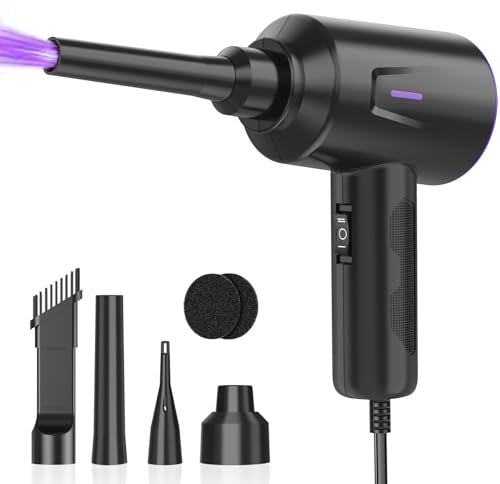 Meudeen Air Duster - Compressed Air - 5.74 oz High Power Cleaning for Computer - PC - 2 Gear Air Blower (Black Purple)