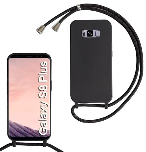 xinyunew Handykette für Samsung Galaxy S8 Plus Hülle mit Band, Handyhülle mit Schnur zum Umhängen, weiche TPU Silikonhülle mit Band [abnehmbar] Halskettenhülle für Samsung Galaxy S8 Plus-Schwarz
