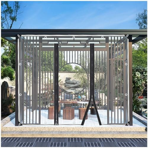 Pannelli laterali trasparenti impermeabili resistenti con cerniera per pergola/gazebo da esterno 5 x 2 m