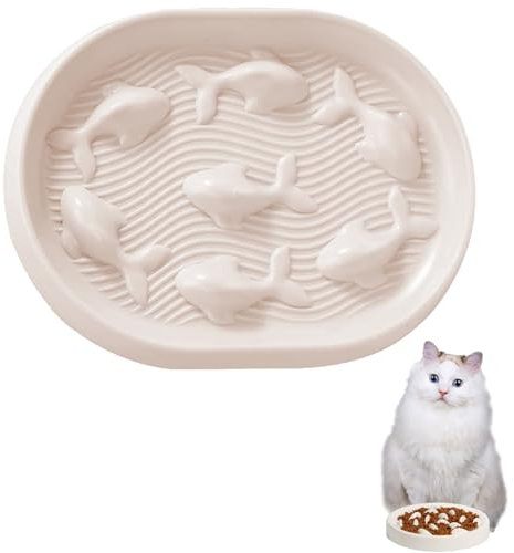 Gamelle à alimentation lente pour chat, bol casse-tête blanc, gamelle anti-glouton, gamelle pour chat à alimentation lente, assiette de nourriture pour chat labyrinthe mignon, gamelle pour chat