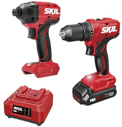 SKIL CB8002B-10 20V Power Tool and Impact Driver Combo Kit with PWR CORE 20 2.0Ah Battery and Charger