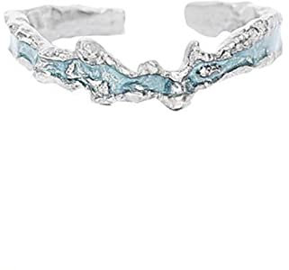 Tyuffghet Ringe für Damen Verstellbarer ausgefallenes langes silbernes Diamantarmband verstellbarer Kristallring (B, One Size)