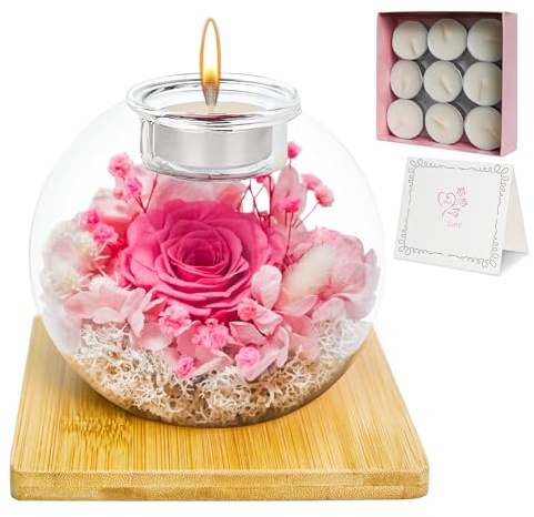 Queltrix Decorative Eternal Rose Aromatherapy Set, Romantik-Geschenk für Frauen, Muttertags Valentinstag Weihnachten Geschenk,Geschenkset zur Jahrestag (Rosa)