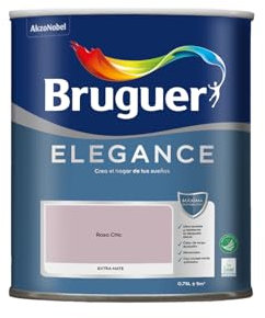 Bruguer Elegance Pintura Monocapa Extra Mate para Paredes y Techos, Interior y Exterior protegidos, Ultra Lavable, Resistente al Desgaste y Manchas, Con conservante Antimoho, Rosa Chic 750 ml